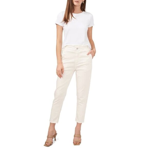 NWT 1. State Paperbag Waist Light Denim Pants in Toasted Ivory - Picture 4 of 6